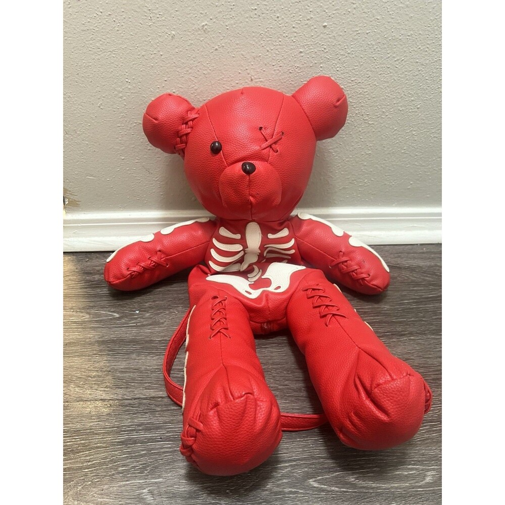 Teddy Bear Backpack Red  Men Women Unisex Skeleton Print
